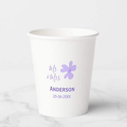 Mr & Mrs add family name date year wedding favor g Pappbecher (Vorderseite)