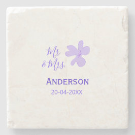 Mr & Mrs add family name date year wedding favor g Steinuntersetzer