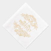 Mr & Mrs Beautiful Gold Foil Rose Floral Wedding Servietten Mit Folie (Rechts)