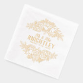 Mr & Mrs Beautiful Gold Foil Rose Floral Wedding Servietten Mit Folie (Links)