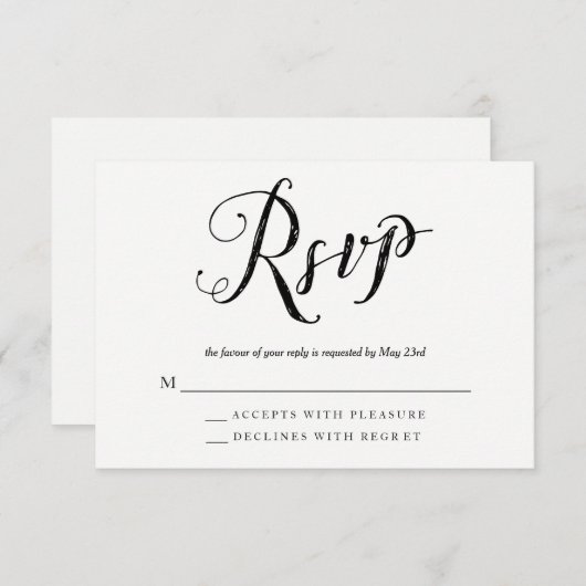 Mr & Mrs Black & White Wedding RSVP Response Cards (Vorne/Hinten)