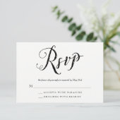 Mr & Mrs Black & White Wedding RSVP Response Cards Karte (Stehend Vorderseite)