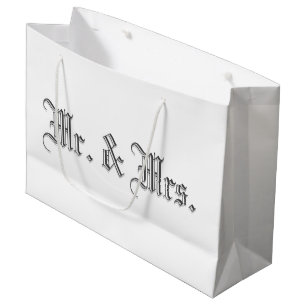 Mr. & Mrs. Blackletter-Wein-Geschenktasche Große Geschenktüte