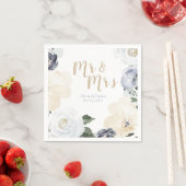 Mr & Mrs Blooming botanische staubige blaue Hochze Serviette (Beispiel)