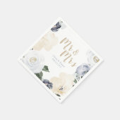 Mr & Mrs Blooming botanische staubige blaue Hochze Serviette (Ecke)