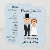 Mr & Mrs Blue Bride und Groom Wedding Einladungen (Vorne/Hinten)