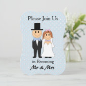 Mr & Mrs Blue Bride und Groom Wedding Einladungen (Stehend Vorderseite)