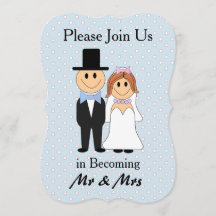 Mr & Mrs Blue Bride und Groom Wedding Einladungen