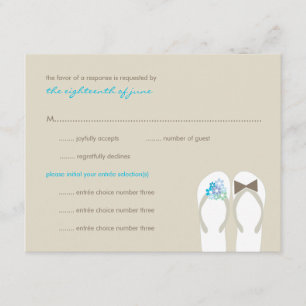Mr & Mrs Blue Flip Flops Beach Wedding RSVP Card Karte