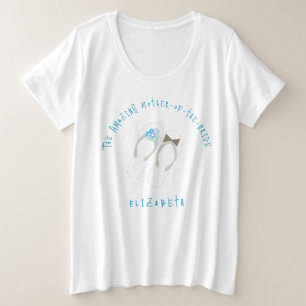 Mr & Mrs Blue Flowers Flip Flops Beach Wedding Große Größe T-Shirt
