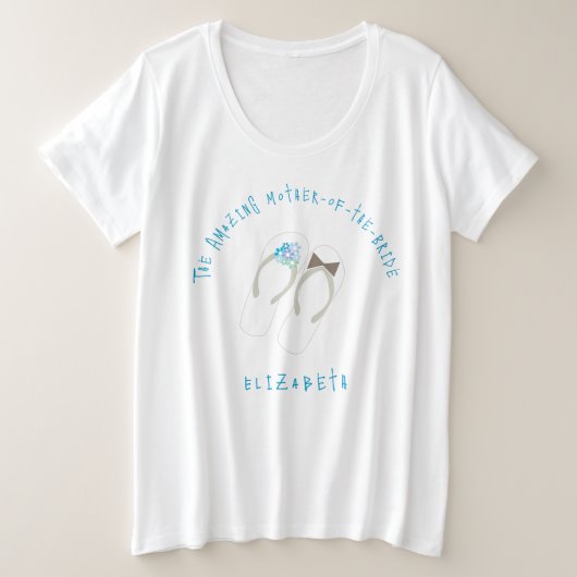 Mr & Mrs Blue Flowers Flip Flops Beach Wedding Große Größe T-Shirt (Design vorne)