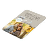 Mr & Mrs Blue Wedding Owls Save the Date Foto Magnet (Linke Seite)