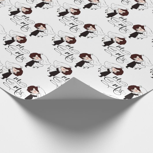 Mr & Mrs Bride und Groom Glück Geschenkpapier (Ecke)