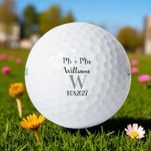 Mr & Mrs Bride und Groom Golfer Name Hochzeiten Golfball