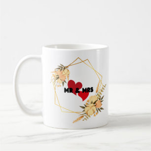 Mr & Mrs., Brown Minimalistisch Wedding ,2 rote He Kaffeetasse