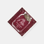 Mr & Mrs Burgundy Wood Mason Jar Barn Wedding Serviette (Ecke)