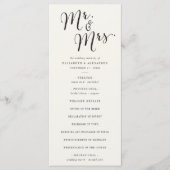 Mr & Mrs. Calligraphy Script Classic Chic Wedding Programm (Vorderseite)