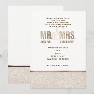 Mr. & Mrs. Champange Sparkle Hochzeitseinladung Einladung