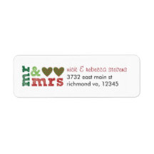 Mr & Mrs. Christmas Hearts Address Labels