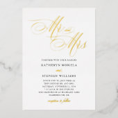Mr & Mrs. Classic Calligraphy Wedding Gold Folieneinladung (Vorderseite)