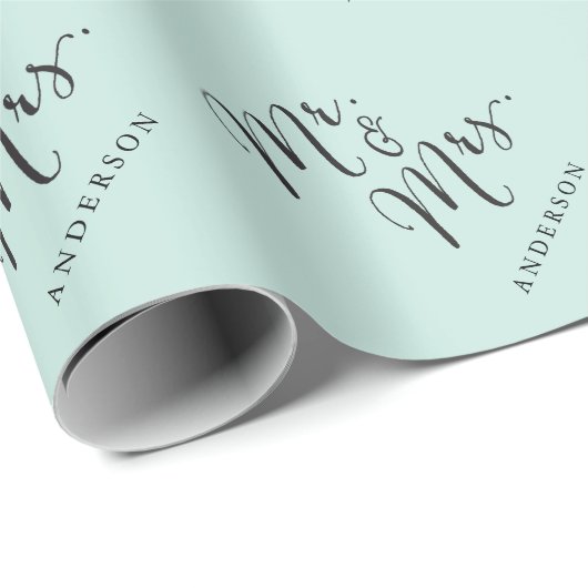 Mr & Mrs. Classic Script Calligrafy Name Wedding Geschenkpapier (Rolleneckpunkt)