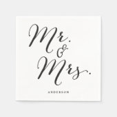 Mr & Mrs. Classic Script Calligrafy Name Wedding Serviette (Vorderseite)