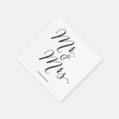 Mr & Mrs. Classic Script Calligrafy Name Wedding Serviette (Ecke)