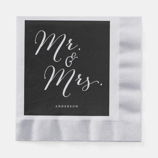 Mr & Mrs. Classic Script Calligrafy Name Wedding Serviette (Vorderseite)