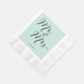 Mr & Mrs. Classic Script Calligrafy Name Wedding Serviette (Ecke)