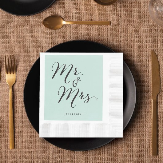 Mr & Mrs. Classic Script Calligrafy Name Wedding Serviette