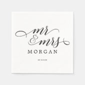 Mr & Mrs. Classic Script Wedding Cocktail Napkin Serviette (Vorderseite)
