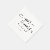 Mr & Mrs. Classic Script Wedding Cocktail Napkin Serviette (Ecke)