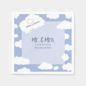 Mr & Mrs Cloud Nine 9 Niedliche Whimsical Wedding  Serviette (Vorderseite)