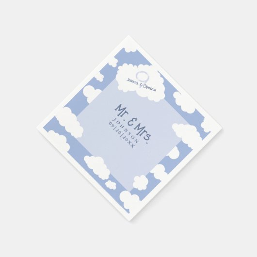 Mr & Mrs Cloud Nine 9 Niedliche Whimsical Wedding  Serviette (Ecke)