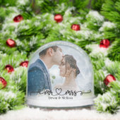 Mr & Mrs Couple Picture Calligraphy Heart Wedding Schneekugeln (Weihnachten)