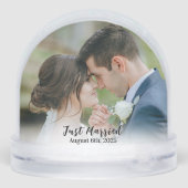 Mr & Mrs Couple Picture Calligraphy Heart Wedding Schneekugeln (Rückseite)