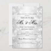 Mr Mrs. Couples Dusche Silver Shimmer Lights Einladung (Vorderseite)