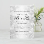Mr Mrs. Couples Dusche Silver Shimmer Lights Einladung (Stehend Vorderseite)