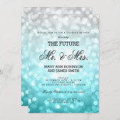 Mr Mrs. Couples Shower Beach Ombre Bokeh Lights Einladung (Vorne/Hinten)