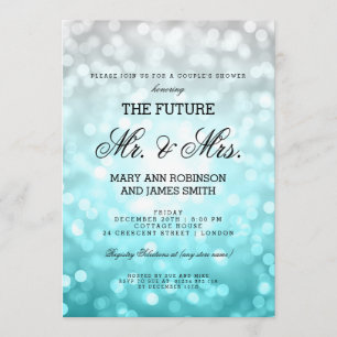 Mr Mrs. Couples Shower Beach Ombre Bokeh Lights Einladung