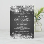 Mr Mrs. Couples Shower Silver Sparkle Lights Einladung (Stehend Vorderseite)