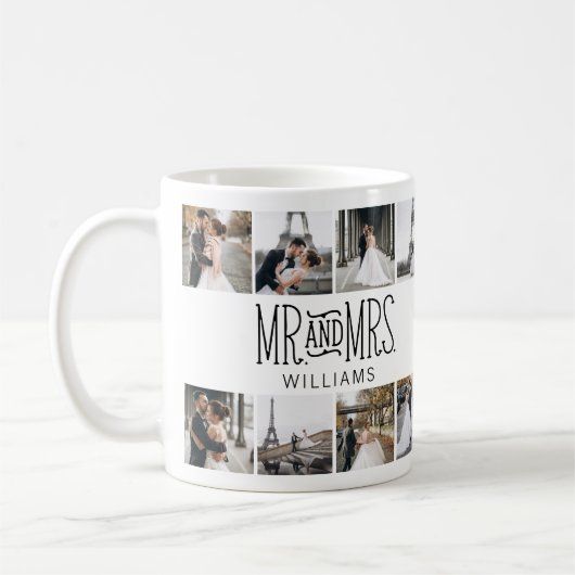 Mr & Mrs Custom Foto Hand Lettered Kaffeetasse (Links)