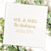 Mr & Mrs Custom Foto Moderne Gold Elegante Hochzei Servietten Mit Folie