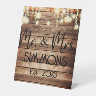 Mr & Mrs Custom Rustic Wedding Sockelschild