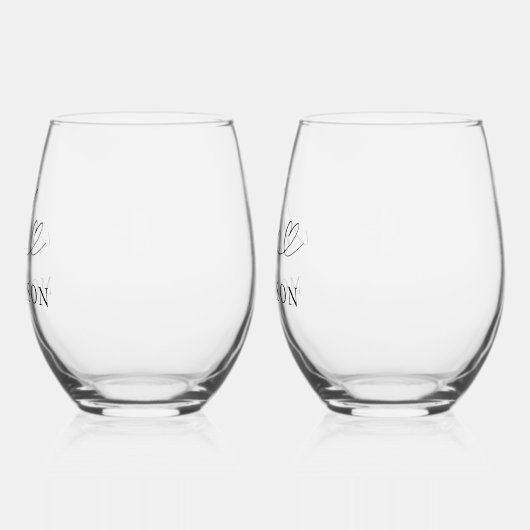 Mr & Mrs Custom Wedding Modern Weinglas Ohne Stiel (Links)