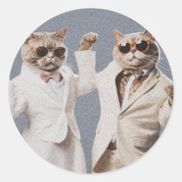 Mr & Mrs. Dancing Party Cats Stickers