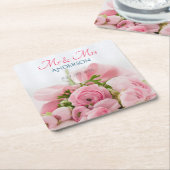 Mr & Mrs., DIY Nachname, Datum & Foto Rechteckiger Pappuntersetzer (angewinkelt)