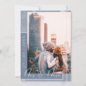 Mr & Mrs Dusty Blue White Script Foto Save The Date (Vorderseite)