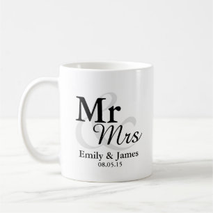 Mr&Mrs einfache elegante Typografie-Gastgeschenk Kaffeetasse