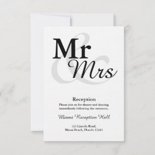 Mr&Mrs Einfache Elegante Typografie Hochzeitsempfa Einladung